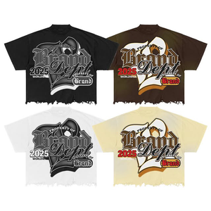 เสื้อยืดแขนยาวผ้าฝ้ายหนานุ่มลายปะติดปะต่อสองชั้น พิมพ์ลายซิลค์สกรีนทรงโอเวอร์ไซส์ สไตล์ทางการสำหรับผู้ชาย - Product Image 5