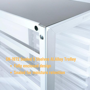 รถเข็นอาหาร 9 ชั้น อลูมิเนียมอัลลอยด์ ขนาด 60x40 ซม. อุปกรณ์ร้านอาหารและโรงแรม ขายดีจากโรงงาน รถเข็นเบเกอรี่ - Product Image 5