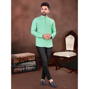 ชุดธรรมดาแบบรวมสำหรับผู้ชายดูทันสมัยและสะดวกสบายใน kurta สั้นๆ - Product Image 1