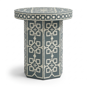 Mesa Auxiliar Geométrica de Lujo con Incrustaciones de Esmalte Ecológico Hecha a Mano, Taburete Decorativo para Apartamento o Escuela - Product Image 1