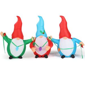 Decorazione Natalizia Gonfiabile Illuminata da 2 Metri, Divertenti Decorazioni da Giardino con Tre Gnomi Elfi, Decorazioni Festive per Esterni - Product Image 5