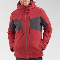 Veste d'hiver pour homme imperméable 10 000 mm, doublée, en polyamide, softshell, à capuche, color block, fermeture éclair, coupe droite
