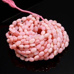 Perles d'opale rose naturelle, perles ovales lisses, perles d'opale rose 7x9mm-9x11mm, perles d'opale rose en vrac pour la création de bijoux - Product Image 4