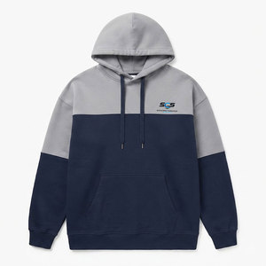 Custom Men's Color Block Hoodie <b>Navy</b> Blue Grey Pullover <b>Sweatshirt</b> Kangaroo Pocket Streetwear Casual Wear - Product Image 6