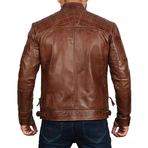 Men Leather <b>Jacket</b> Lightweight Genuine Leather Outerwear Comfortable Soft Material Durable Construction For Travel Casual Wear - Product Image 2