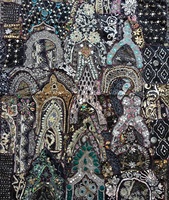 Hiasan Dinding Tradisional India yang Menakjubkan, Bordir Tribal, Gaya Bohemian, Kain Katun Vintage