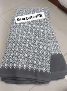 Premium Luxe Faux Georgette Schiffli <b>Embroidered</b> Fabric with Intricate Floral Eyelet Cutwork, Soft Flowy Drapery Width 44 GSM 75 - Product Image 4