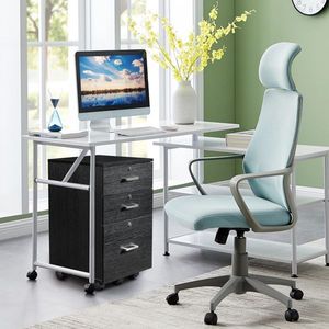 FCH Three Drawers Wooden Filing Cabinet with Black Wood Grain Density Board Elegant Office Organization Solution - Product Image 3