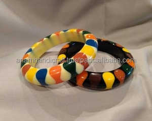 Handcrafted <b>Vintage</b> Style Resin <b>Cufflink</b> Bangle Set for Women Customized Highly Polished Handmade Jewelry India Love Model - Product Image 2