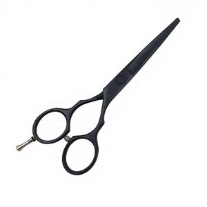 Ciseaux de barbier professionnels en acier inoxydable de 6 pouces, revêtement poudré noir, pour la coupe de cheveux longs en salon - Product Image 2