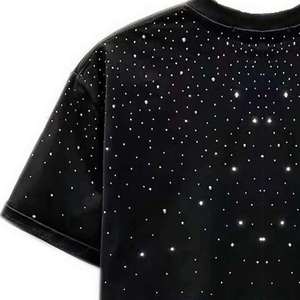 T-shirt pour homme 100% coton, entièrement orné de strass, haute qualité, effet délavé, style vintage, poids lourd - Product Image 5