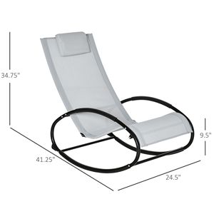 Sdraio a dondolo grigia Backyard Bliss per esterni con poggiatesta, cuscino in olefin e telaio in alluminio per comfort e relax - Product Image 3