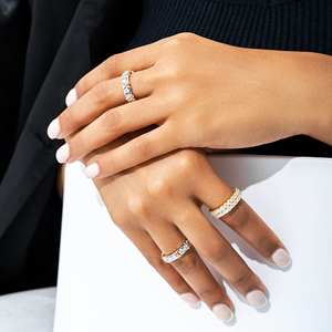 Silver Plated Prong Setting Moissanite Rings - Product Image 1
