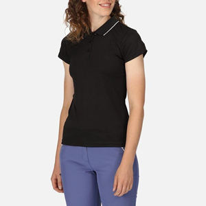 Vêtements décontractés d'été en polyester/coton de haute qualité avec logo imprimé personnalisé, coupe régulière confortable, noir uni, pour femmes, tricoté - Product Image 3