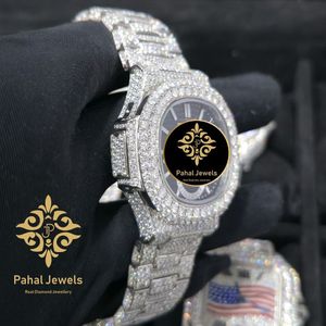 Montre mécanique en diamant véritable avec cadran en forme de glaçon, bracelet, montre-bracelet argentée, bijoux de soirée - Product Image 5