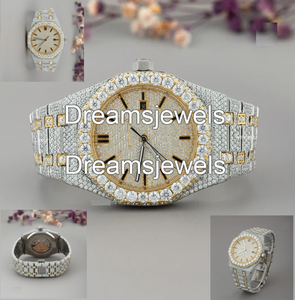 Montre Hip Hop de Luxe Personnalisable Entièrement Sertie de Pierres VVS en Acier Inoxydable, Cadran Rond, Quartz, 5mm d'Épaisseur, Date Automatique, Style Antique - Product Image 2