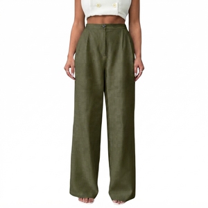 New Regular Women's Breathable Lightweight Relaxed Fit Everyday Trousers Fit Women's High Waist Straight Leg Casual - Product Image 1