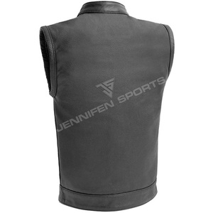 Gilet de motard en cuir de vachette pour homme, style personnalisé, gilet de motard en cuir de haute qualité avec plusieurs poches - Product Image 5