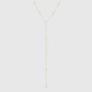 Rose Cut Lab Grown Diamond Lariat Y Chain <b>Necklaces</b> Bezel Set 18inches Adjustable Lobster Clasp Minimalist Dainty 14K Solid Gold - Product Image 1