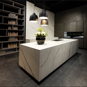 ชุดครัวสำเร็จรูป JY Project สไตล์ยุโรปหรูหราทันสมัย ทำจาก MDF พร้อมไอส์แลนด์  วัสดุ E0 E1 กันน้ำ ทนทาน - Product Image 4