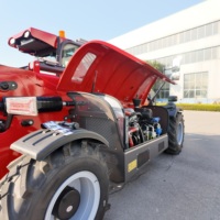 Kompakter Teleskop-Gabelstapler 3,5 Tonnen 7m Hubhöhe 4-Rad-Lenkung Gabellader für Garten, Hof und Landwirtschaft