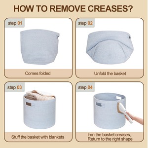 Sky Blue Round Macrame <b>Basket</b> For Bedroom Organizer Stores Extra Pillows Clothes And Accessories Or Laundry Storage <b>Basket</b> - Product Image 5