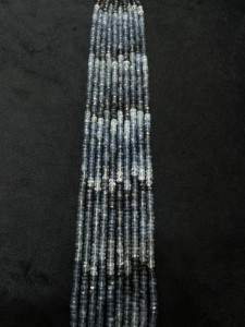 Perles Rondelles en Pierre Précieuse Aigue-marine Bleue Naturelle : Chaîne de Bijoux de 14 pouces (4-5 MM) - Product Image 4
