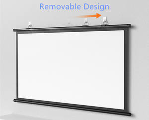 Écran de projection pas cher, écran de projection simple, montage mural ou au plafond avec 2 crochets, 3D, 4K, haute définition, écran portable suspendu - Product Image 4