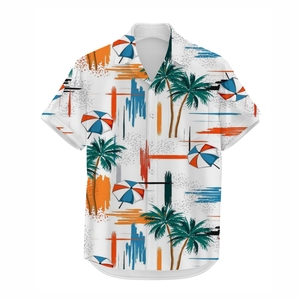 Chemise de plage pour homme, imprimée sur toute la surface, en polyester respirant, pour les voyages d'été, décontractée, avec boutons en corne, séchage rapide, anti-UV - Product Image 2