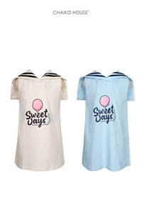 Vestidos de niña estilo marinero, listos para enviar, 100% algodón, estampados, sin mangas, transpirables, para verano - D009 - Product Image 4