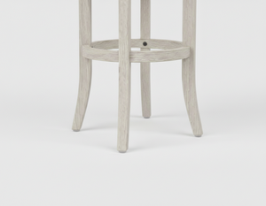 Tabouret de bar rond moderne en bois d'hévéa massif, chaise de bar contemporaine à structure ronde en bois d'hévéa, tabouret de bar en bois durable au design entièrement rond - Product Image 2