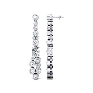Boucles d'oreilles pendantes en or massif 14K/18K avec diamant de laboratoire de luxe certifié IGI, taille ovale 0,5 carat et 28 diamants d'appoint - Product Image 5