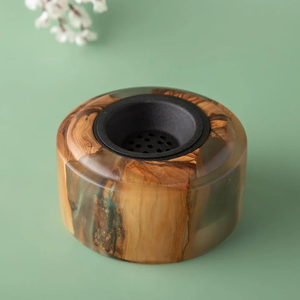 FAIZA CRAFT Quemador de Incienso de Madera de Acacia y Sándalo, Diseño Moderno, Hecho a Mano, Patrón de Cascada, para Regalos de Boda - Product Image 1