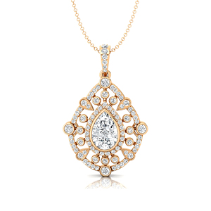 Pendentif solitaire en or massif 14K 18K avec diamant de laboratoire taille poire de 2 carats et halo de diamants d'appoint, certifié IGI, bijoux fins pour femmes - Product Image 3