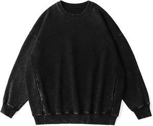 2026 Customize Logo <b>Men's</b> Oversized Solid Acid Wash Hooded Sweatshirt Vintage Raglan Sleeve Pullover Loose - Product Image 4