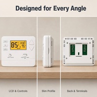 Thermostat programmable multi-étages 2 chaud 2 froid, alimentation par batterie ou 24V, filaire, 7 jours