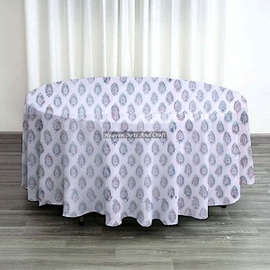 Beautiful Round Cotton Hand Block Printed <b>Table</b> Cloth Floral Design Kitchen Dining <b>Cover</b> for Weddings and Restaurants - Product Image 4