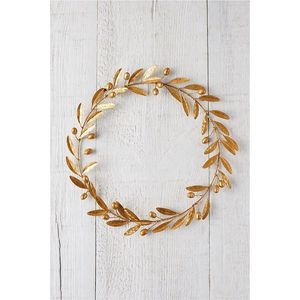 Couronne murale décorative en métal doré de luxe, motif blé, style vintage rustique, pour la décoration murale de la maison et du salon - Product Image 5