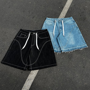 New Custom Denim Shorts High Quality Vintage Breathable <b>Button</b> Short <b>Jean</b> Homme Heavyweight Baggy Raw Men's Shorts Casual - Product Image 3