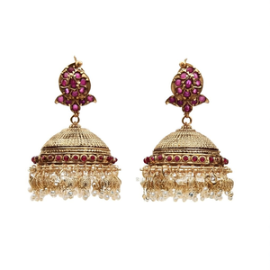 Ruby Kemp Pearl Chandelier Drop Earrings-Ethnic Religious Trendy Hoop Stud Style - Product Image 2
