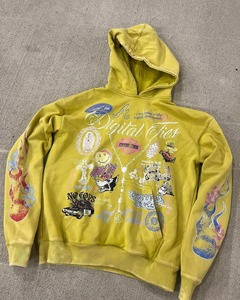 Sweat à capuche en coton imprimé vintage délavé, coupe ample, style streetwear hip-hop pour hommes - Product Image 2