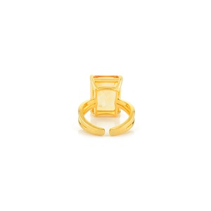 Anillo de lujo para mujer con citrino, corte octogonal, chapado en oro amarillo, engaste de tensión, estilo geométrico - Product Image 4