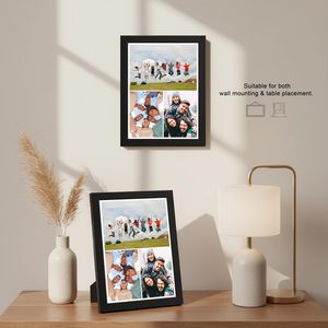 Cadre photo vintage rectangulaire vertical moderne en bois massif fait main, imprimé en couleur, support mural pour affiche en bois - Product Image 2