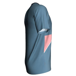 Maillot de football pour homme à col en V, bicolore bleu et rose, manches courtes, en polyester respirant, coupe classique, toutes saisons - Product Image 3