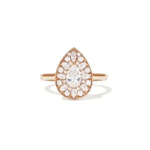 Anillo Art Deco de Oro Amarillo de 14K con Racimo de Diamantes Cultivados en Laboratorio en Forma de Pera - Product Image 3
