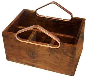 Handcrafted Wooden Cutlery <b>Holder</b> With <b>Tissue</b> <b>Holder</b> Multi Compartment Table Organizer Rustic <b>Kitchen</b> Utensil Caddy - Product Image 4