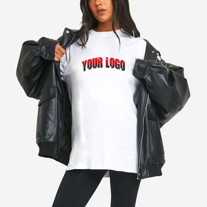 เสื้อยืดผู้หญิงขายส่งปี 2026 ผ้าฝ้ายออร์แกนิค แขนสั้น คอกลม สไตล์ลำลอง สีขาว ทรงหลวมไหล่ตก ไซส์ US เสื้อยืดพื้นฐาน - Product Image 1