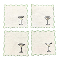 Serviettes de cocktail carrées modernes personnalisées en lin, sous-verres sur mesure faits à la main, cadeaux de mariage