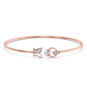 Openwork Dual-Square Motif Diamond <b>Bangle</b> <b>Bracelet</b> - Product Image 2