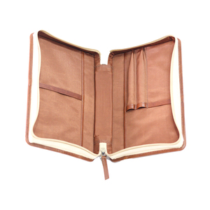 Étui de rangement pour appareils électroniques de luxe 2-en-1 en toile de coton et cuir |   Portefeuille de voyage multi-poches résistant à l'eau avec logo personnalisé - Product Image 3